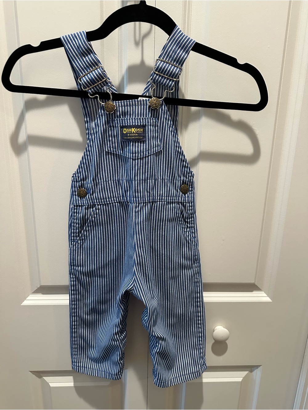 OshKosh B'gosh Vintage Blue Stripe Kids Overalls 24 months